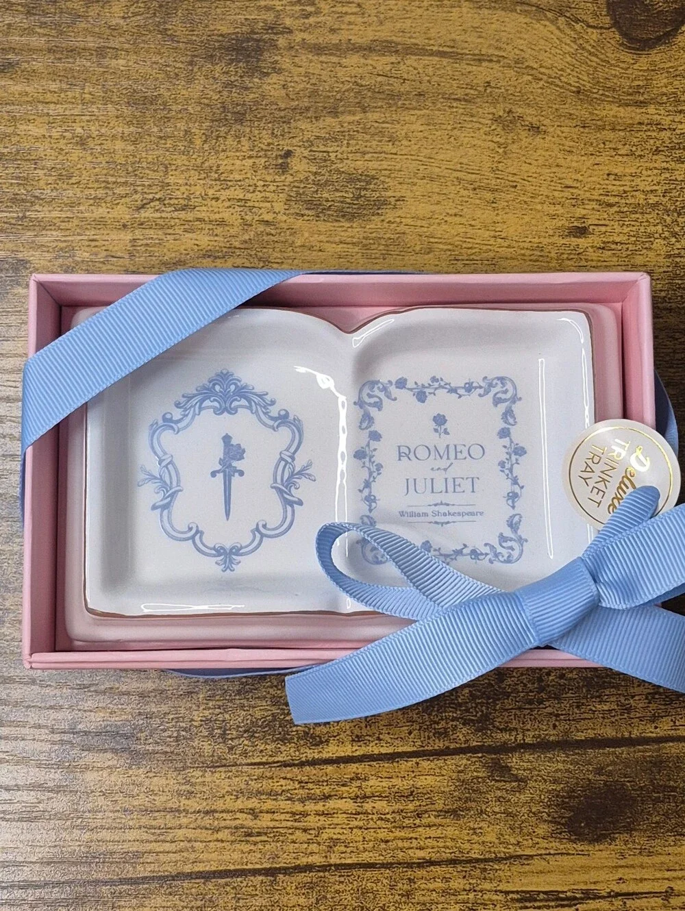 Eccolo Romeo and Juliet Book Ceramic Trinket Tray NWT